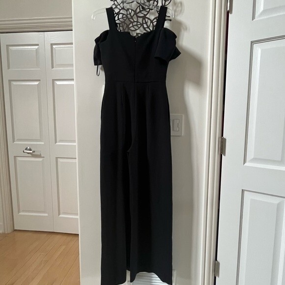 Eliza J Cold Shoulder V-Neck Jumpsuit in Black 2 NWOT - Picture 8 of 15